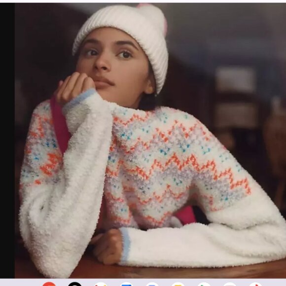 Anthropologie Sweaters - Anthropologie Pilcro Selene Sweater Nordic Ivory Orange Blue Wool Alpaca Sz Sm